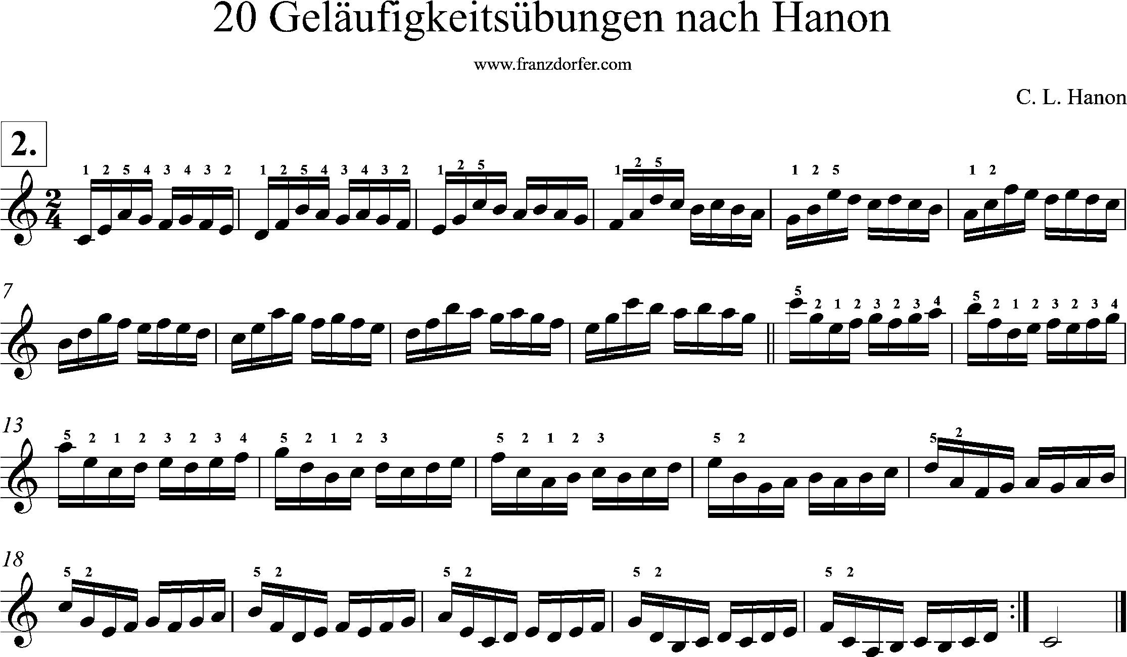 Akkordeonnoten, Hanon geläufigkeitsübungen, Nr-02